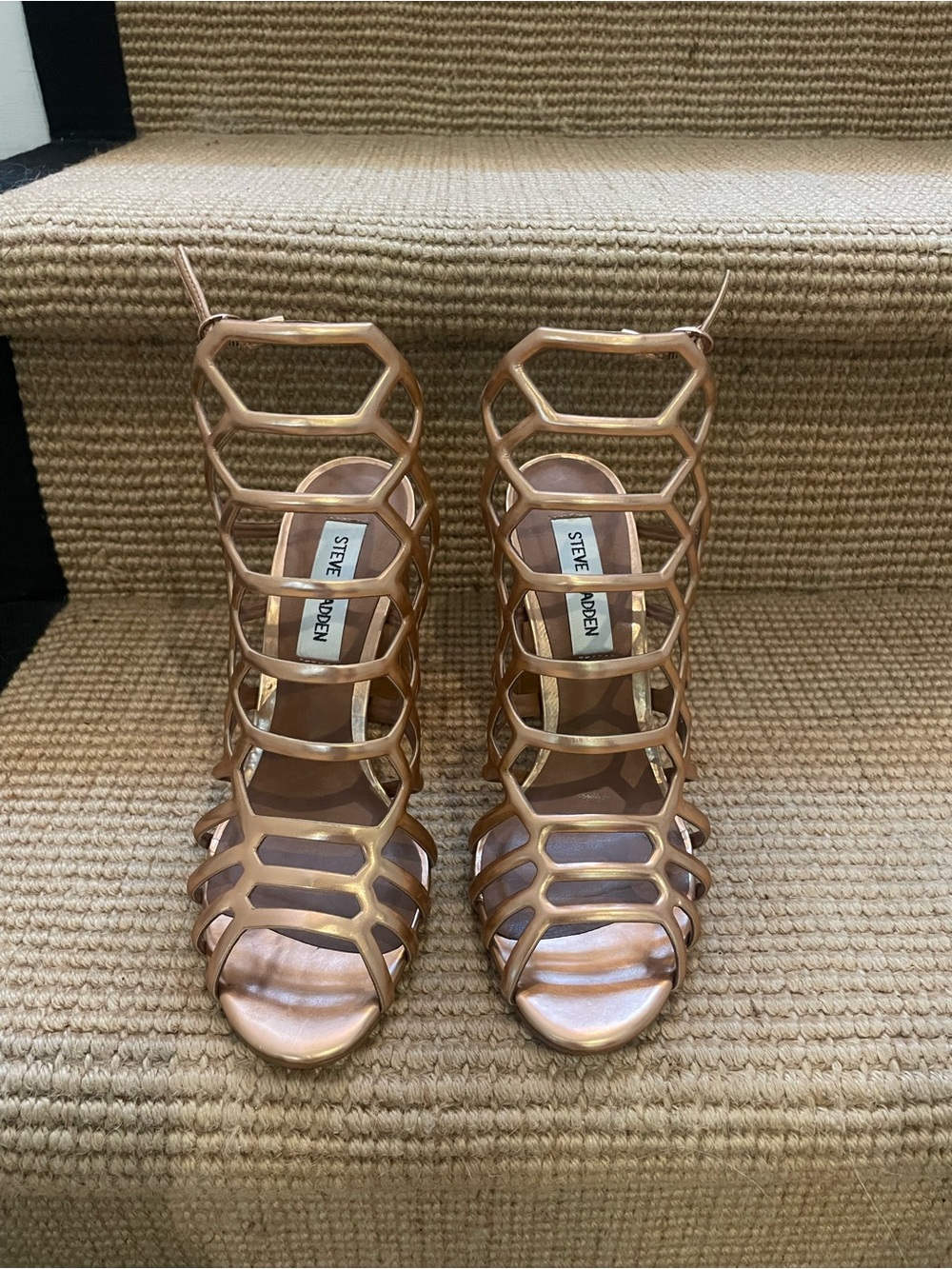 Steve Madden Rose Gold Cage Gladiator Heels
